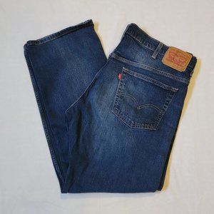 Mens Levi's 569 Straight Jeans 38x32 (38x30) Medium Wash Distressed Blue Denim